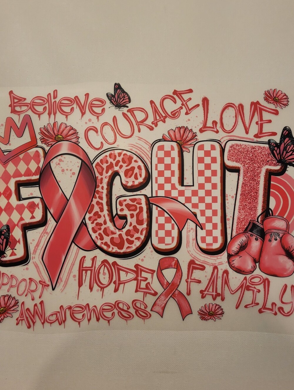 DTF Heat Transfer - Fight Breast Cancer Awareness